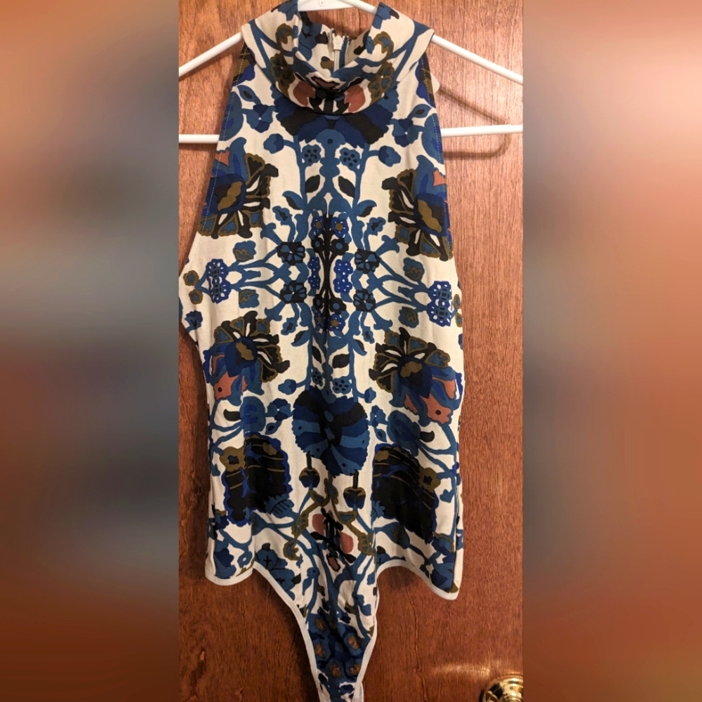 Free People Intimates Printed Mock Neck Bodysuit in Size M